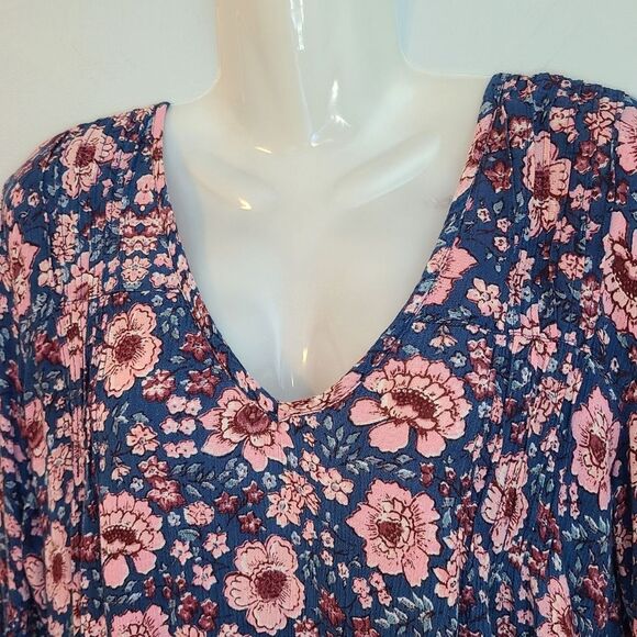 Billabong Basking Sun Boho Floral Mini Dress Bell Flutter Sleeve Beachy Sz S - Picture 7 of 16